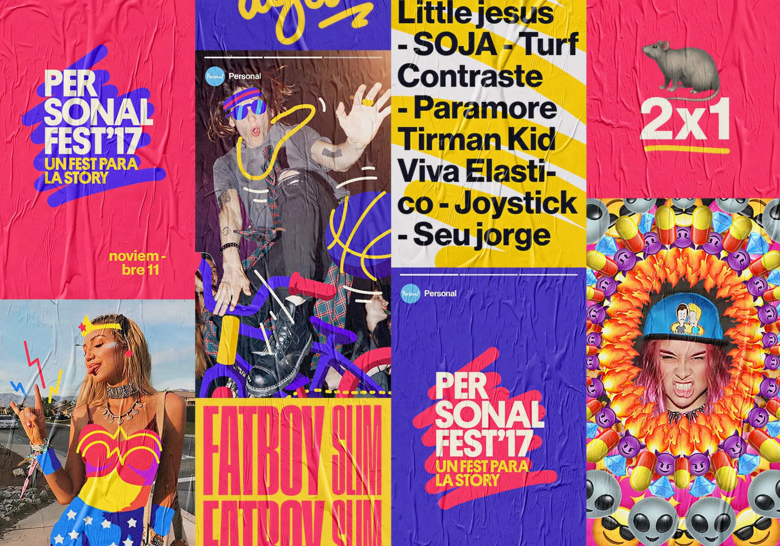 Afiches de Personal Fest 2017: logo, line-up y stories intervenidas